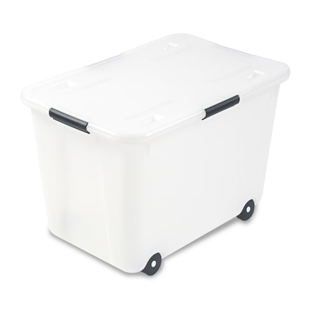 Advantus Storage Box, Letter/Legal, 15-gal., Clear, Plastic, 23.75" W, 15.75" D, 15.75" H, Lift-Off Lid Closure 34009